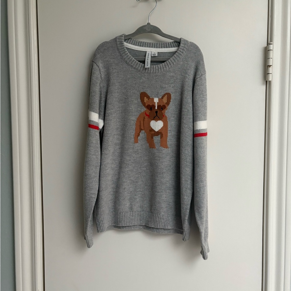 Janie and Jack Gray Sweater with Bulldog Design